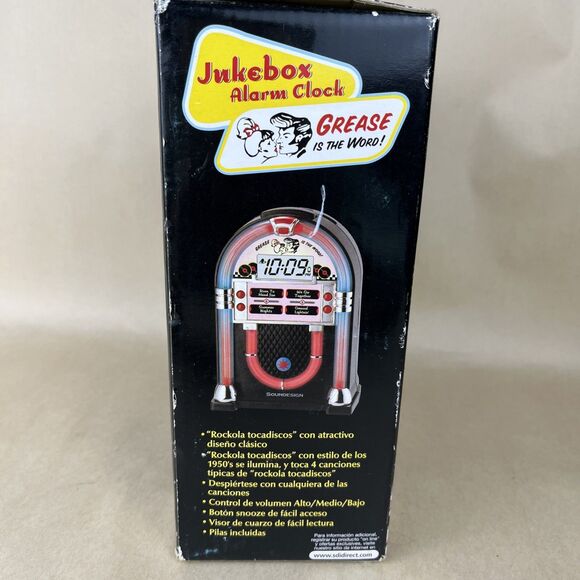 NIB Sound Design Miniature Jukebox Alarm Clock "GREASE is the Word" Video - Picture 10 of 11